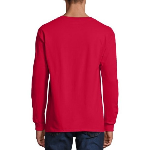 Hanes Essentials Men's 2XL Red Long Sleeve T-Shirt, 100% Cotton blank / plain - Picture 2 of 3